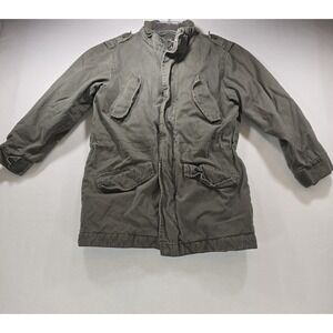 HM LOGG Boys Olive Green Field Jacket Faux Shearling Lined Parka Size 8-9Y